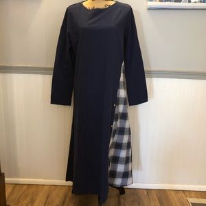 3/$30:Navy Midi Dress with a Plaid Insert Size XL